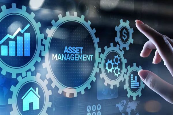 Woman pressing a button saying Asset Management